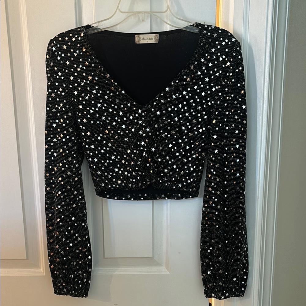 Altar'd State Black Starry Blouse